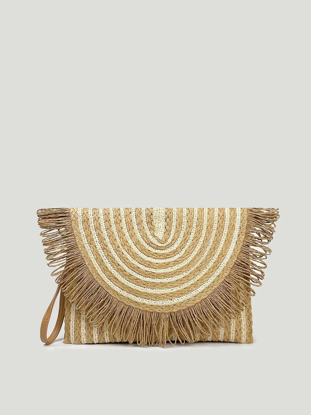 (V7462) Handwoven Bag Cross-Body Handbag Small Bohemian Style Summer Beach Tassel Straw Woven Bag