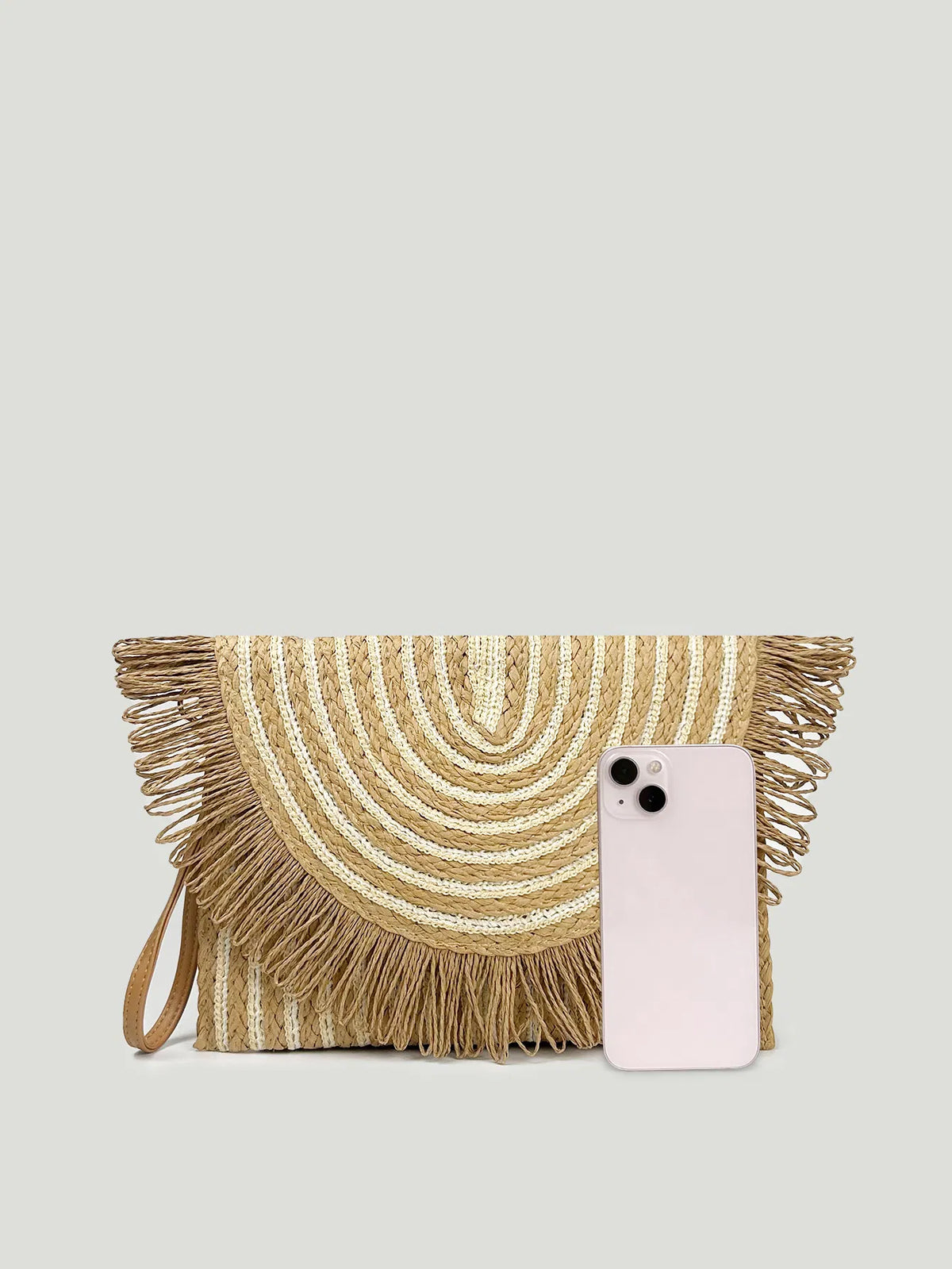 (V7462) Handwoven Bag Cross-Body Handbag Small Bohemian Style Summer Beach Tassel Straw Woven Bag