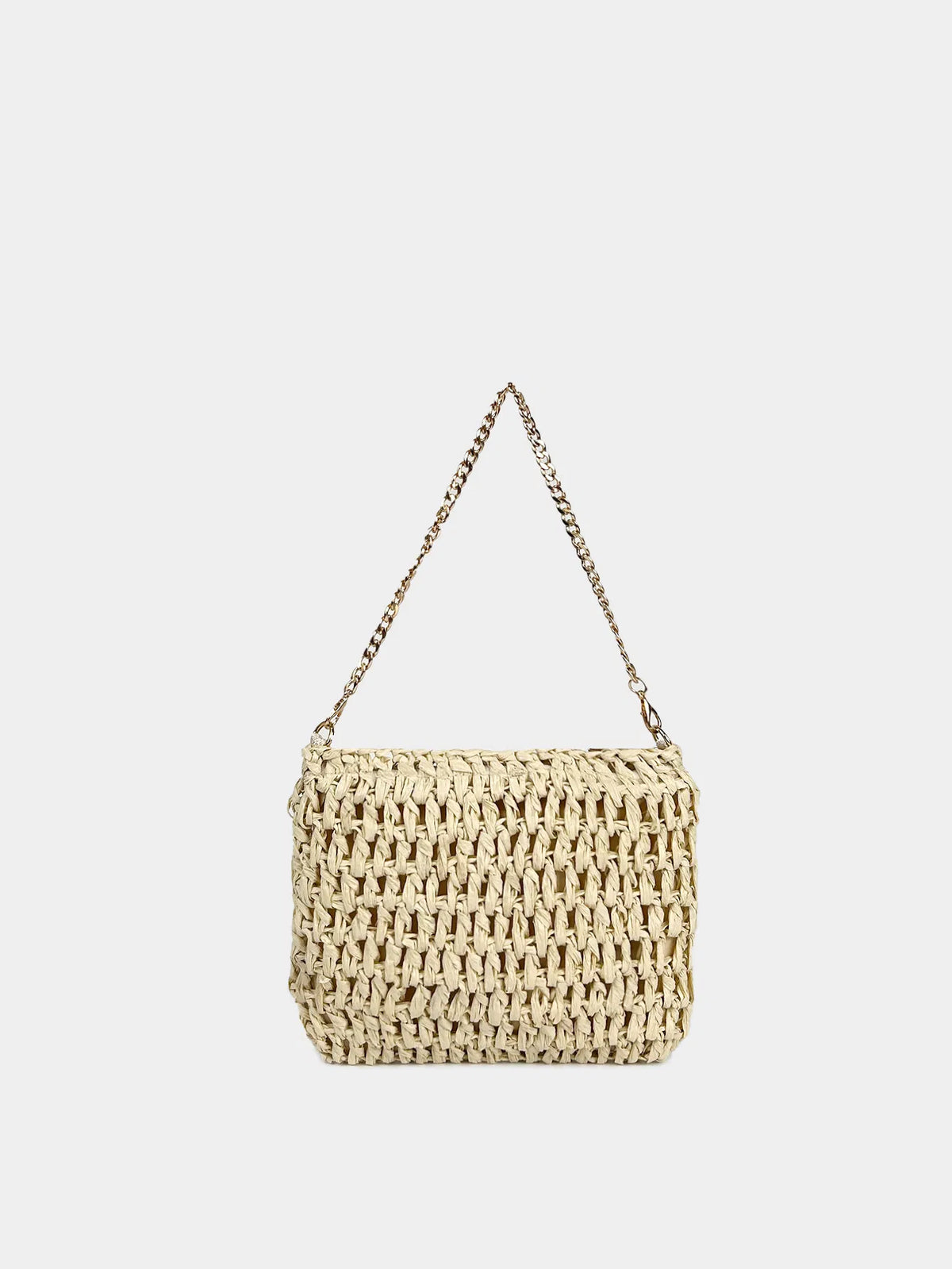 (V7480) Straw Shoulder Bag Hand Woven Chain Small Square Solid Color Underarm Mini Phone Bag