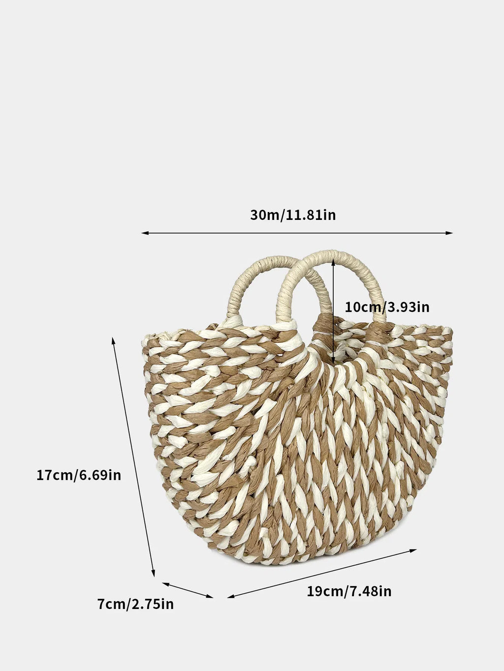 (V7481) New Straw Crescent Bag Large Capacity Beach Bag Handwoven Color Bump Carry Basket Bag