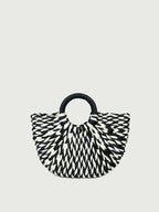 (V7481) New Straw Crescent Bag Large Capacity Beach Bag Handwoven Color Bump Carry Basket Bag