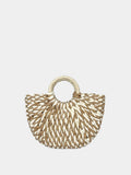(V7481) New Straw Crescent Bag Large Capacity Beach Bag Handwoven Color Bump Carry Basket Bag