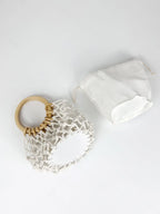 (V7483) Small Ring Handle Fishing Net Bag Female Hollow Cotton Thread Hand Woven Small Bag Handhold Net Bag Straw Woven Bag