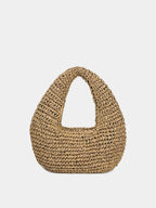 (V7484) Straw Crescented Bag New Summer Beach Resort Beach Bag Handwoven Shoulder Underarm Bag