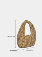 (V7484) Straw Crescented Bag New Summer Beach Resort Beach Bag Handwoven Shoulder Underarm Bag