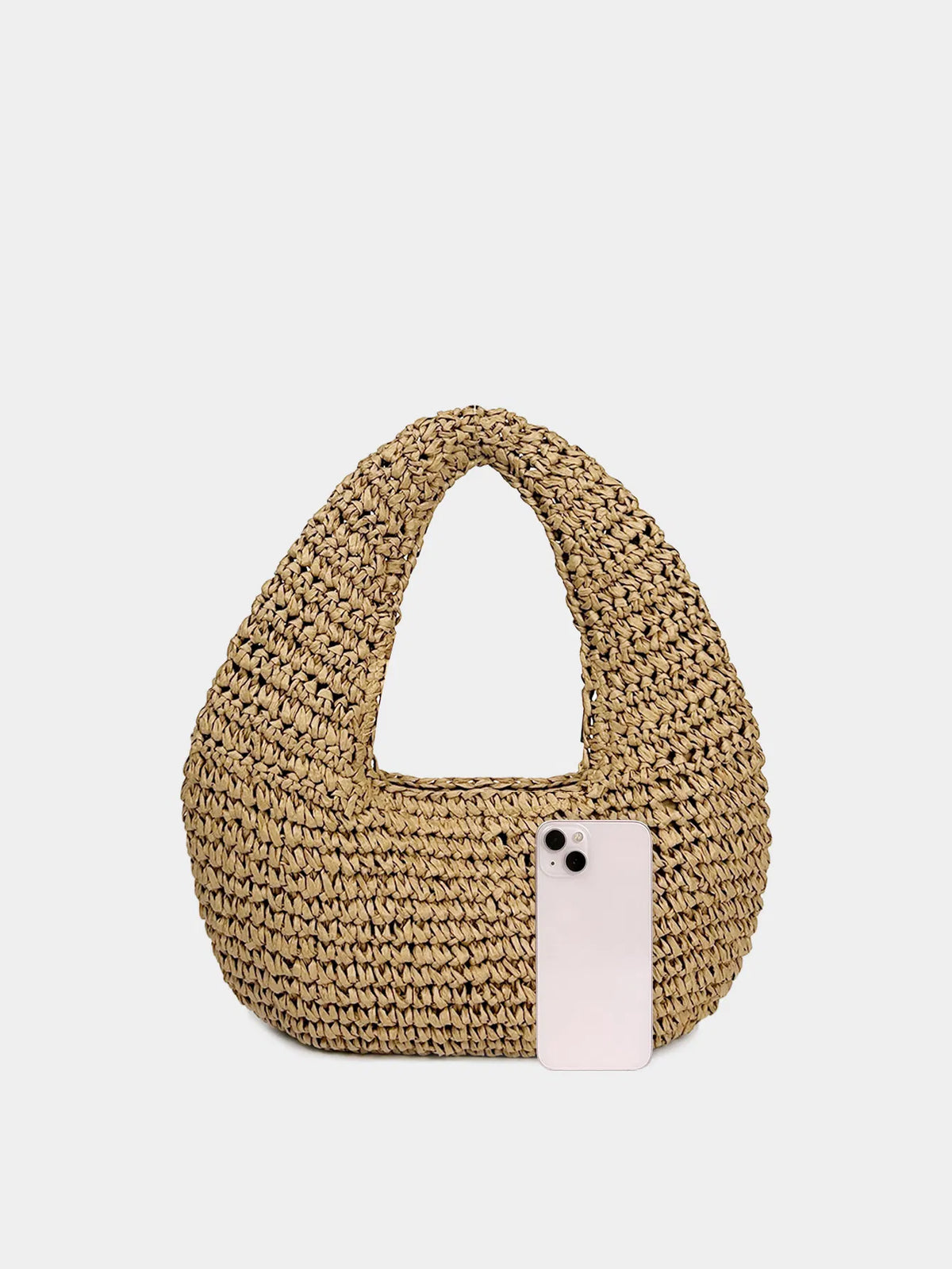(V7484) Straw Crescented Bag New Summer Beach Resort Beach Bag Handwoven Shoulder Underarm Bag