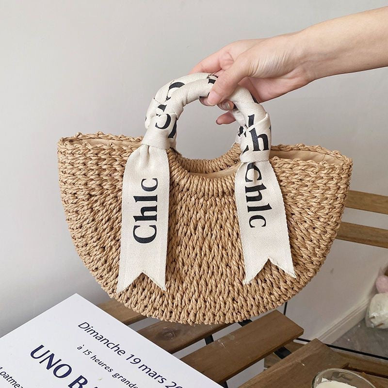 (V7503) Basket Bag New Transparent Jelly Bag Shoulder Beach Bag Handbag