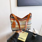 (V7505) Woven Women's Bag Shoulder Cross Body Bag Fashion Straw Bucket Bag Basket Bag