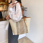 (V7511) Commuter High Sense Underarm Bag Women New Simple Straw Woven Bag Large Capacity Shoulder Bag