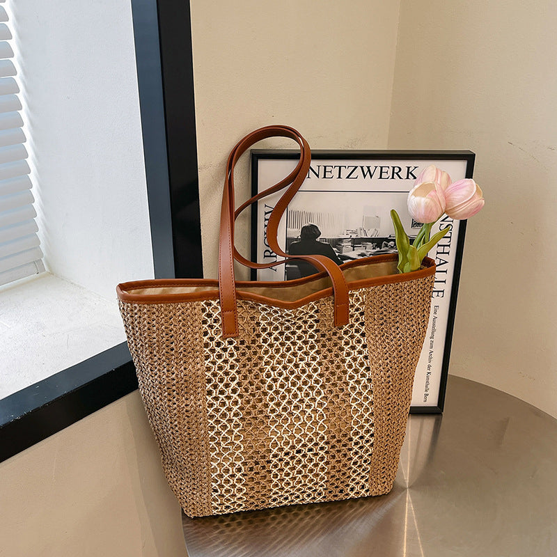 (V7511) Commuter High Sense Underarm Bag Women New Simple Straw Woven Bag Large Capacity Shoulder Bag