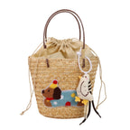 (V7514) Fashionable New Commuter Straw Bucket Bag Small Design Senior-Feeling Handbag