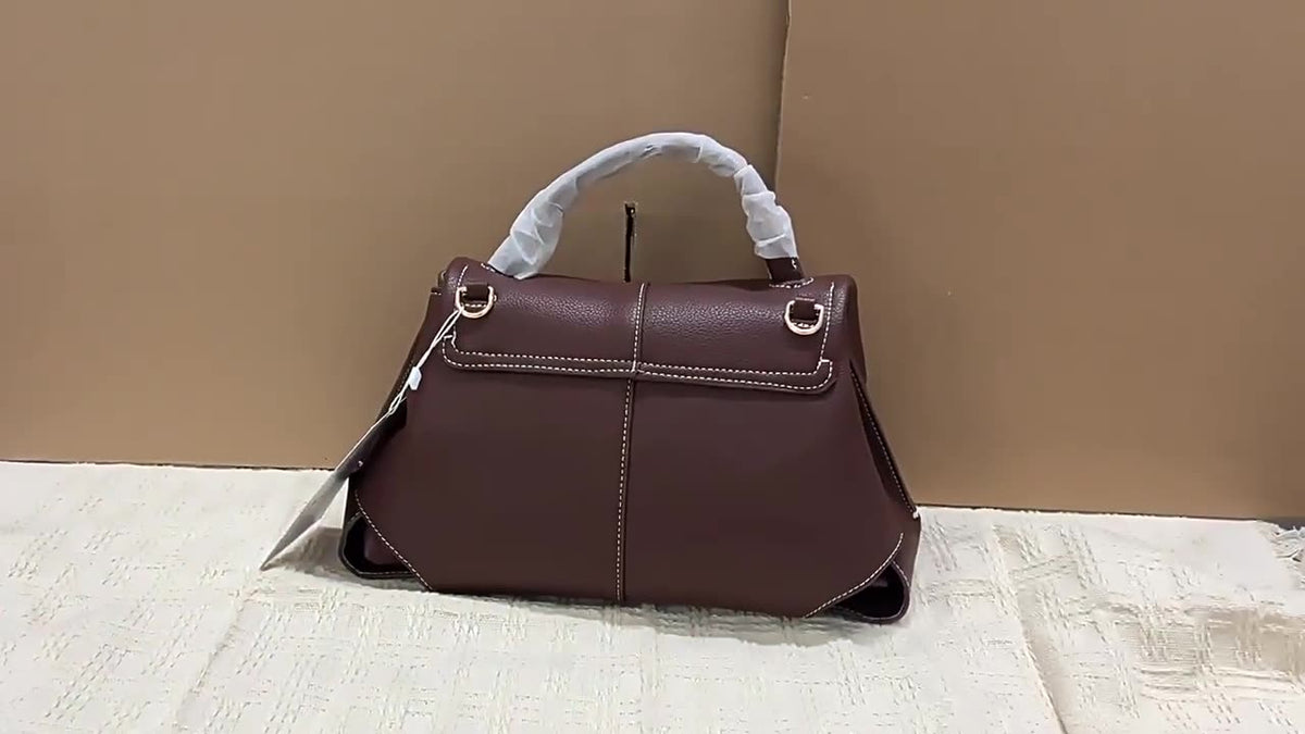 (V7656) Bolinen's New French Niche Leather Retro Smiling Bag