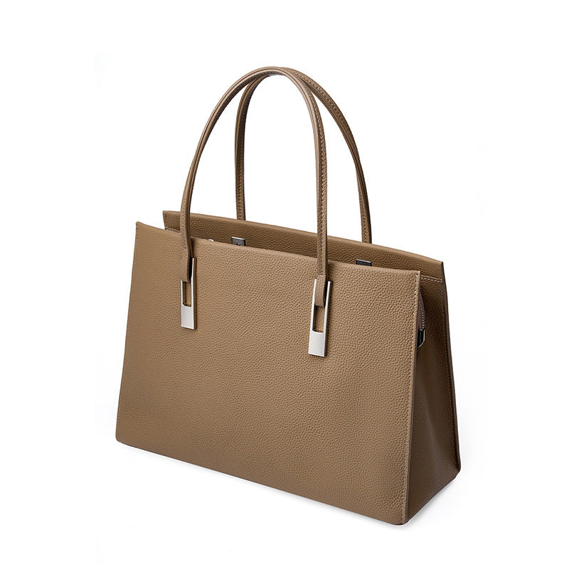 (V7663) New Commuter Large-Capacity Top-Grain Cowhide Tote Bag for Ladies