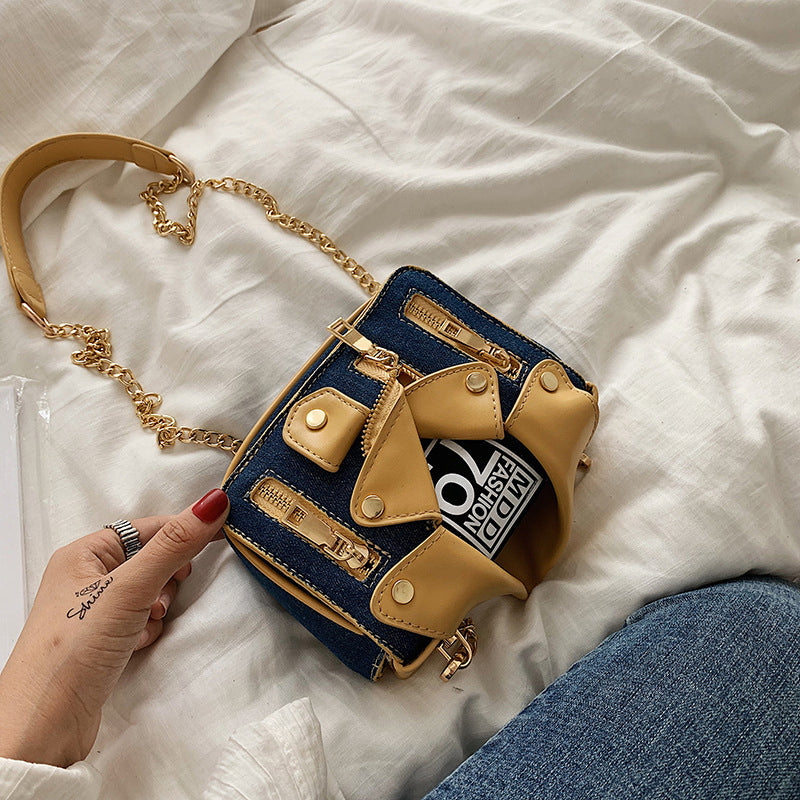 (WD0598) Girls Mini Crossbody Bag Famous Design Denim Handbag