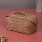 (WD13028) Amazon Exclusive PU Leather Large Capacity Multi-Functional Retro Style Three-Dimensional Embossed Makeup Bag Advanced