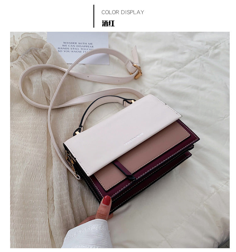 (WD13506) Contrast Color Simple Small Square Bag
