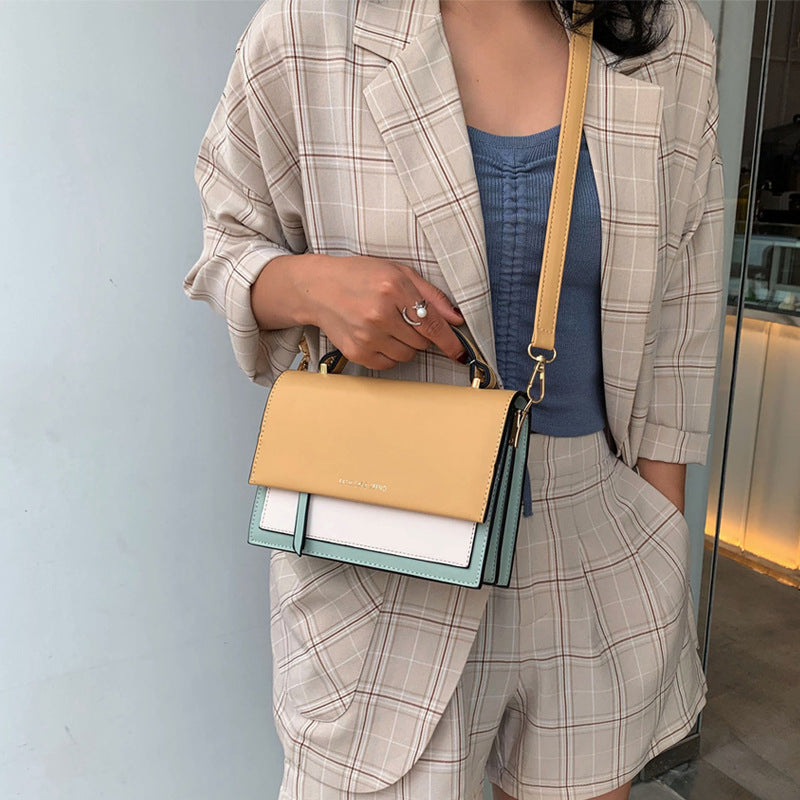 (WD13506) Contrast Color Simple Small Square Bag