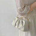 (WD3846) Girl Pearl Handbag Pleated Crossbody Cloud Bag