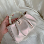 (WD3846) Girl Pearl Handbag Pleated Crossbody Cloud Bag