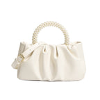 (WD3846) Girl Pearl Handbag Pleated Crossbody Cloud Bag