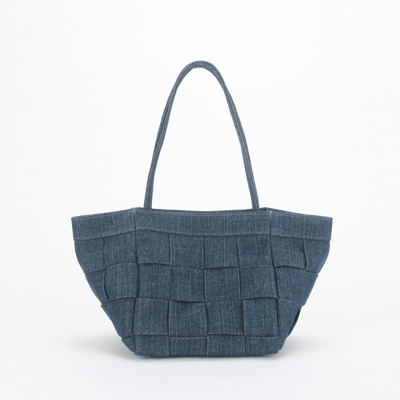 (WD3900) Hand-Woven Bag Simple Fashion Canvas Bucket Cowboy Shoulder Crossbody Bag