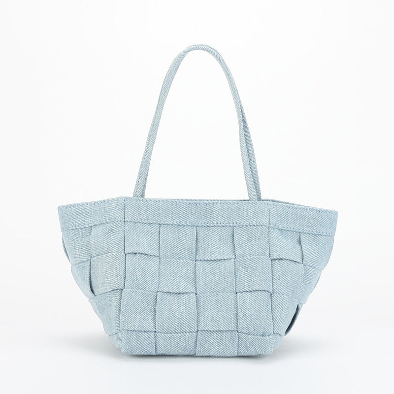 (WD3900) Hand-Woven Bag Simple Fashion Canvas Bucket Cowboy Shoulder Crossbody Bag