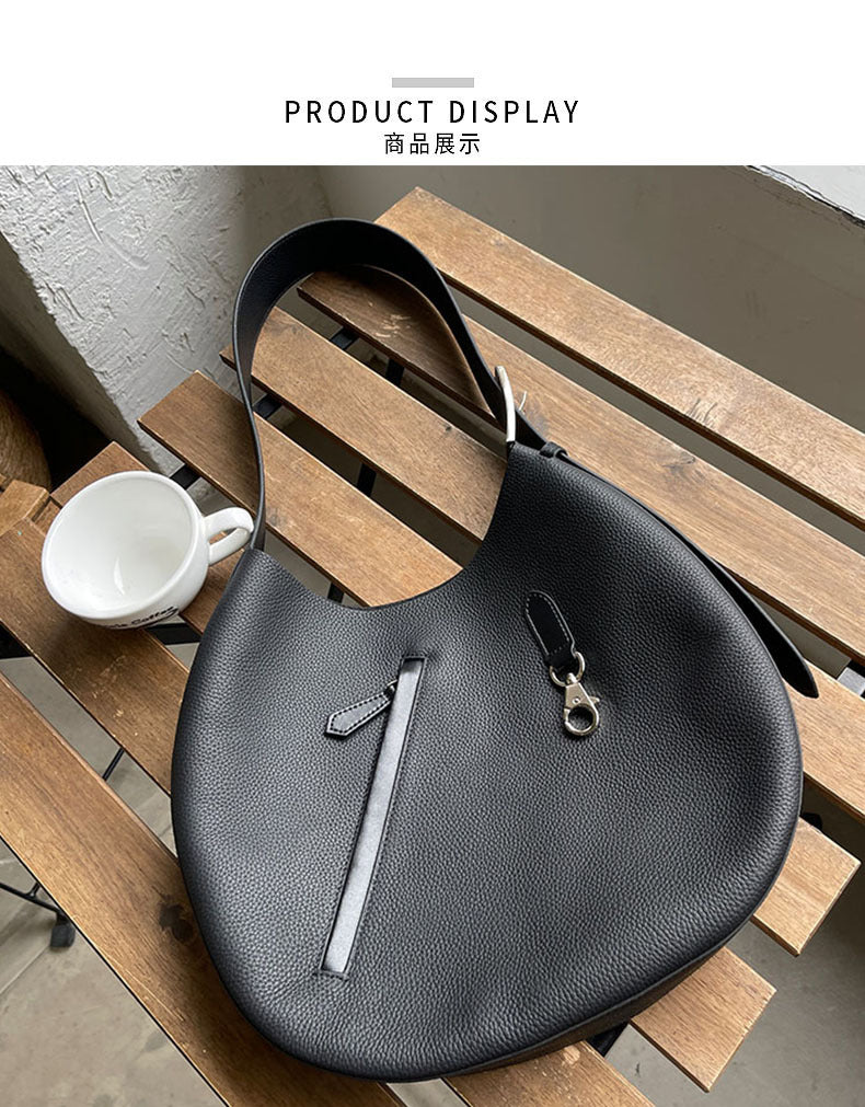 (WD3909) Top Layer Cowhide Women's Large Capacity Round Clutch Warmer Crossbody Bag