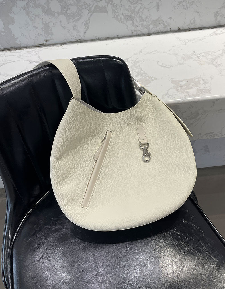 (WD3909) Top Layer Cowhide Women's Large Capacity Round Clutch Warmer Crossbody Bag