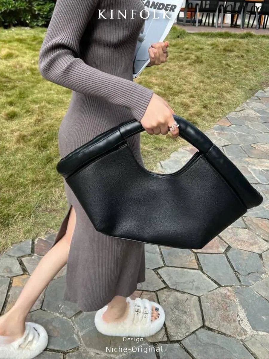 (WD3910) Advanced Cotton Handbag French Niche Design Fan Basket Single Shoulder Crossbody Bag