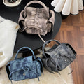 (WD3916) Retro to Do Old Waste Soil Wind Fold Drawstring Handbag Shoulder Crossbody Bag