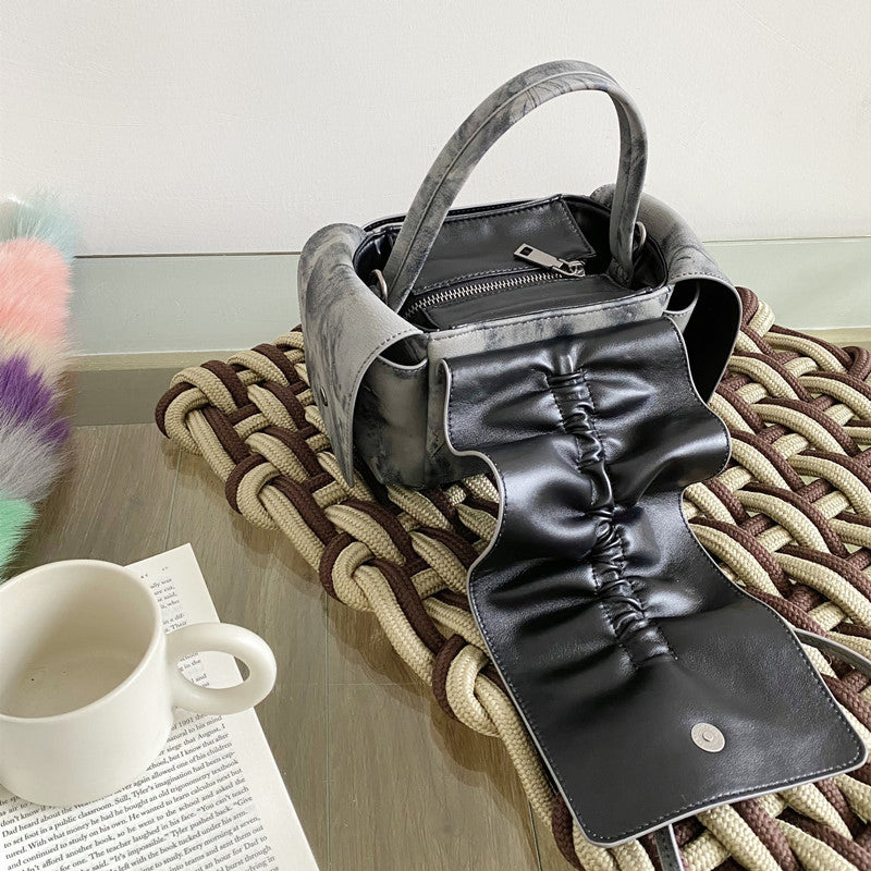 (WD3916) Retro to Do Old Waste Soil Wind Fold Drawstring Handbag Shoulder Crossbody Bag
