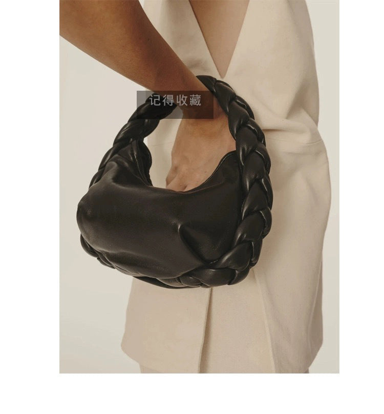 (WD3917) Niche Crescent Soft Fashion Twist Woven Hand Carry Armpit Bag Single Shoulder Crossbody Bag