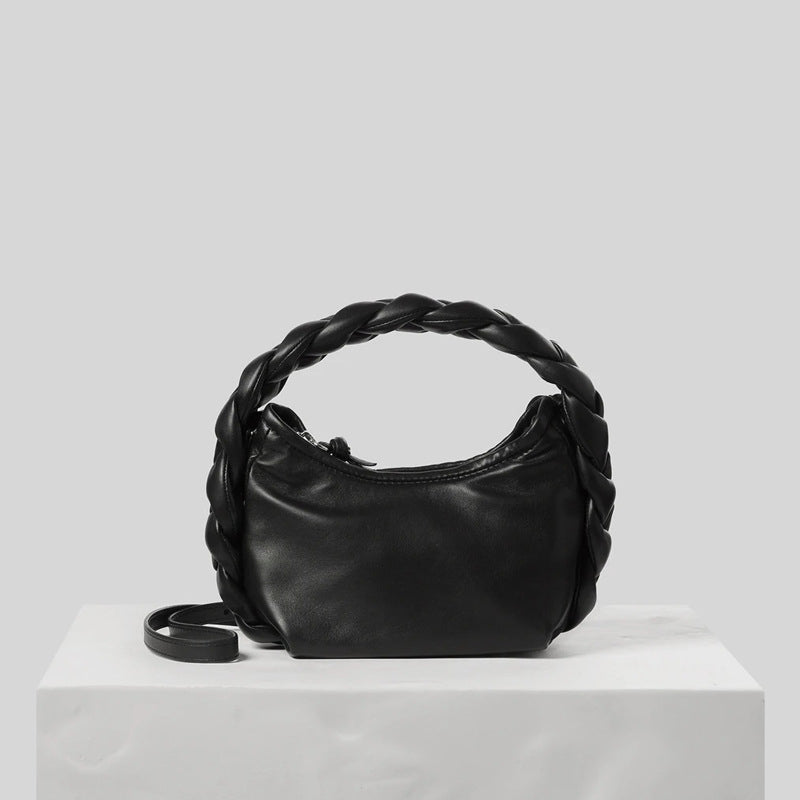 (WD3917) Niche Crescent Soft Fashion Twist Woven Hand Carry Armpit Bag Single Shoulder Crossbody Bag