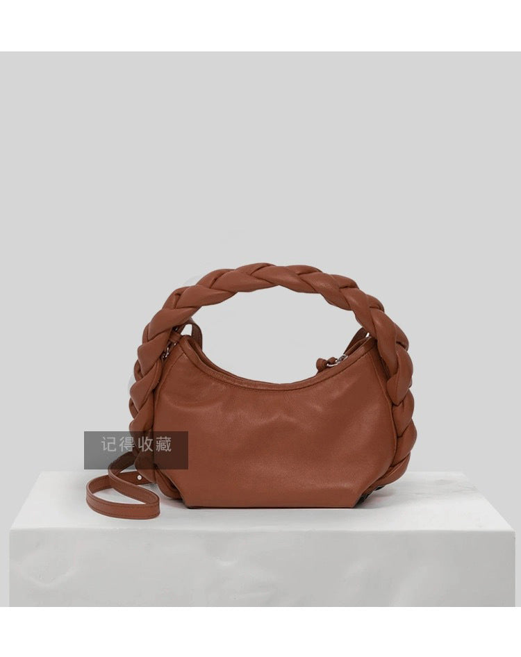 (WD3917) Niche Crescent Soft Fashion Twist Woven Hand Carry Armpit Bag Single Shoulder Crossbody Bag