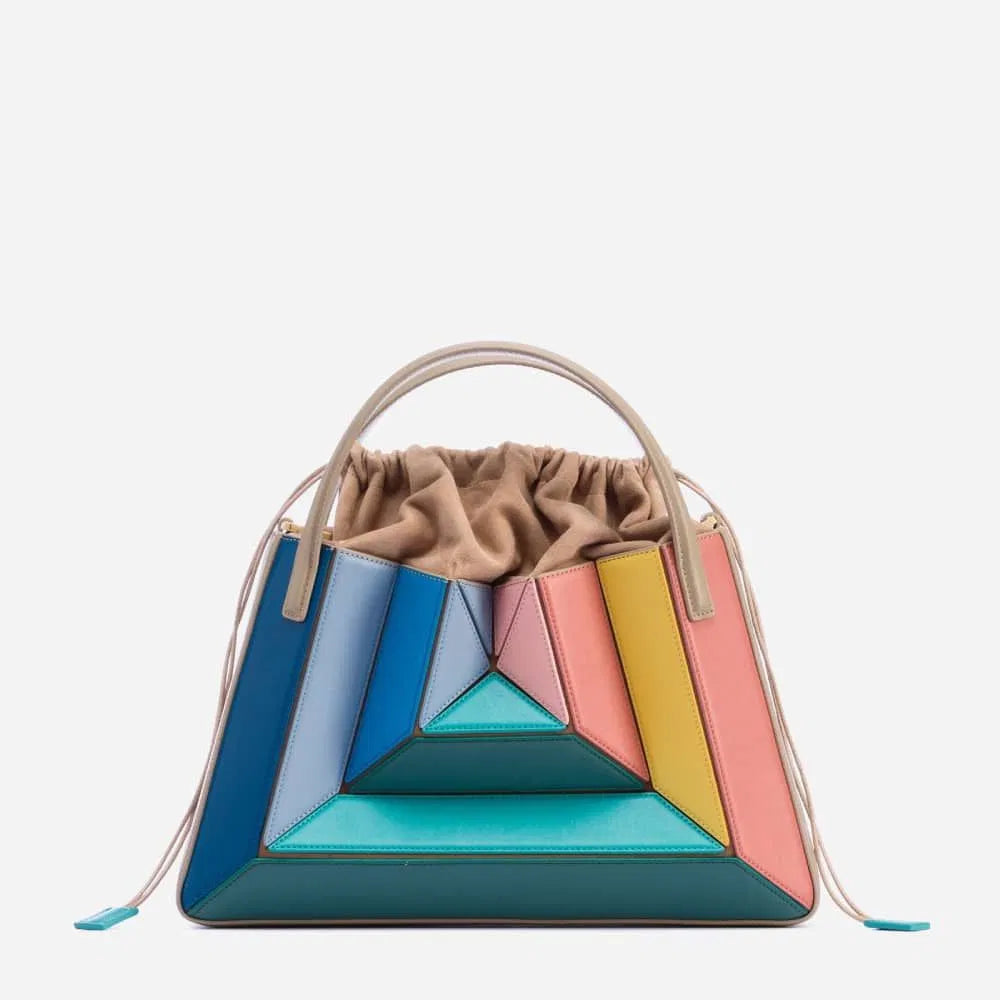 (WD4012) Pop Color Dopamine Pleated Color Contrast Fashion Mini Handbag Crossbody Bag