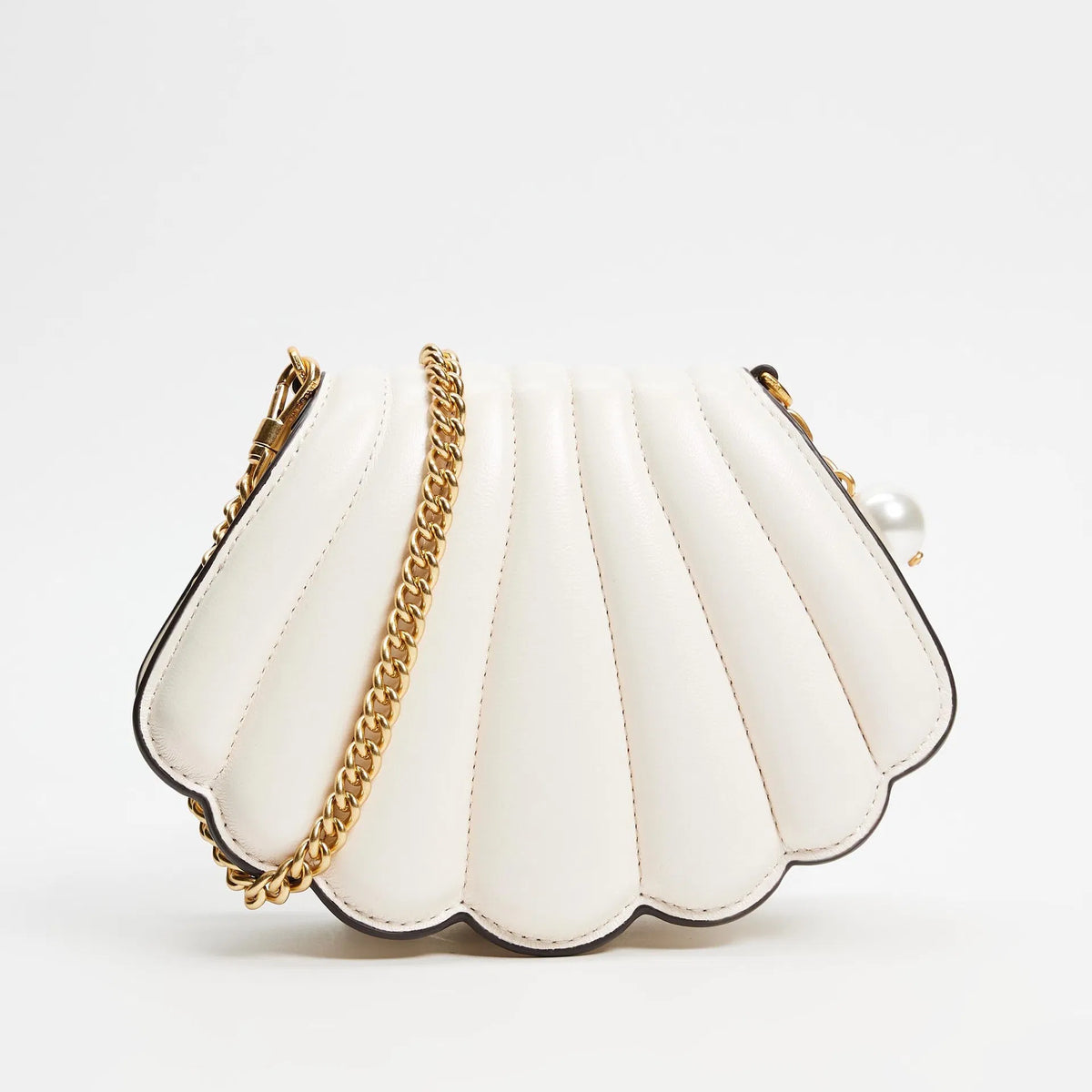(WD4032) Acrylic White Shell Bag Pearl Chain Small Bag Single Shoulder Crossbody Bag