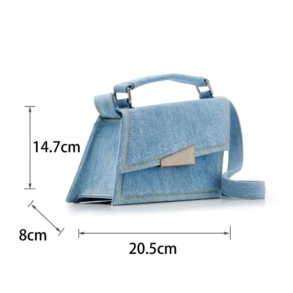 (WD4039) Mini Shaped Geometry Do Old Shoulder Tote Denim Bag Crossbody Bag
