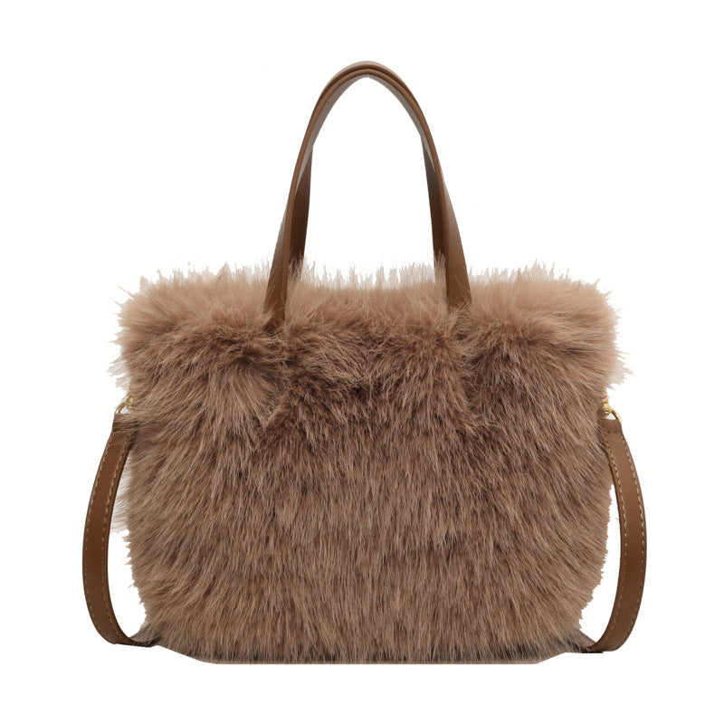 (WD4217) Autumn and Winter New Fur Bag Imitation Fox Plush Bag Senior Sense All Shoulder Crossbody