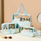 (WD4845) Printed Transparent Makeup Bag Large Capacity Splicing Tote Bag Sweet Macaron Toiletry Bag Travel Portable Storage Bag