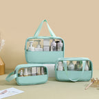 (WD4845) Printed Transparent Makeup Bag Large Capacity Splicing Tote Bag Sweet Macaron Toiletry Bag Travel Portable Storage Bag