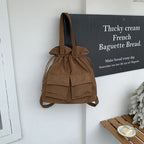 (WD5150) Neutral Style Korean Version Instagram Hot Nylon Cloth Bunched Mouth Bucket Bag Fashion Shopping Backpack Woman
