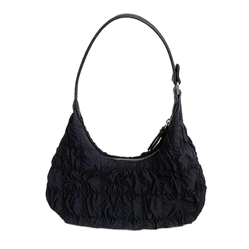 (WD5848) Women Handbag PU Shoulder Strap Wrinkle Leather Lady Hangbag Puffy Shoulder Bag