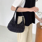 (WD5848) Women Handbag PU Shoulder Strap Wrinkle Leather Lady Hangbag Puffy Shoulder Bag