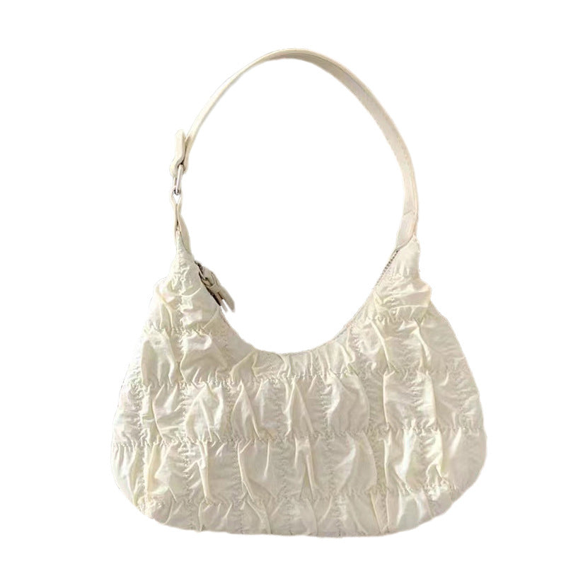(WD5848) Women Handbag PU Shoulder Strap Wrinkle Leather Lady Hangbag Puffy Shoulder Bag
