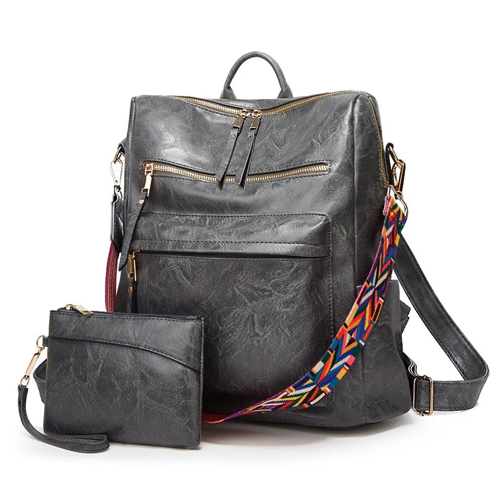 (WD5901) Lady Handbag Unisex Backpack Fashionable Custom Backpack Leather Backpack Large Capacity Women