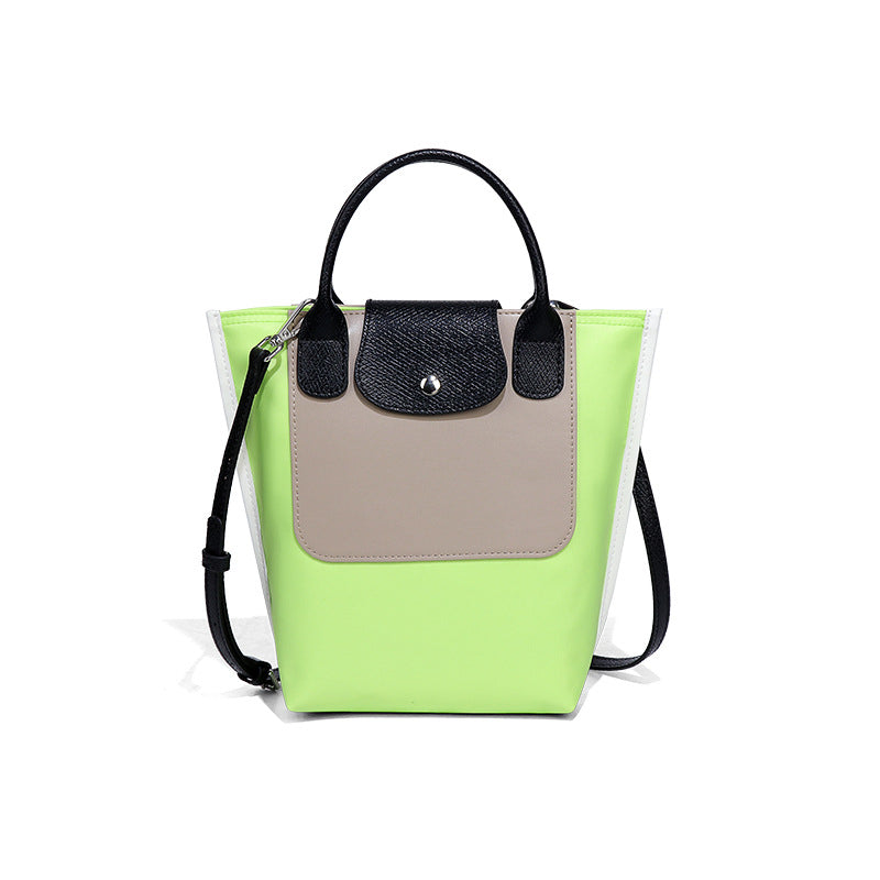 (WD9613) New Color Block Nylon Tote Bag, Large Capacity High Texture Fashion Women Versatile Handheld Shoulder Bag