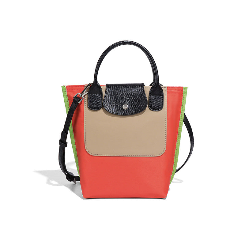 (WD9613) New Color Block Nylon Tote Bag, Large Capacity High Texture Fashion Women Versatile Handheld Shoulder Bag