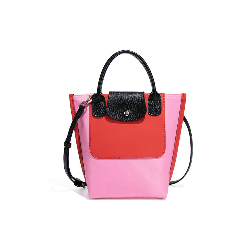(WD9613) New Color Block Nylon Tote Bag, Large Capacity High Texture Fashion Women Versatile Handheld Shoulder Bag