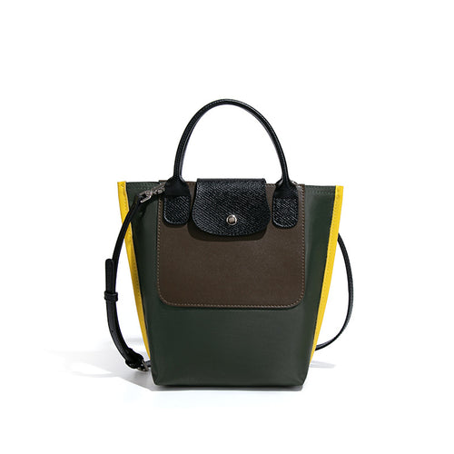 (WD9613) New Color Block Nylon Tote Bag, Large Capacity High Texture Fashion Women Versatile Handheld Shoulder Bag