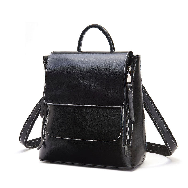 (WDL5706) Genuine Leather Fashion Brown School Bag Laptop Backpack